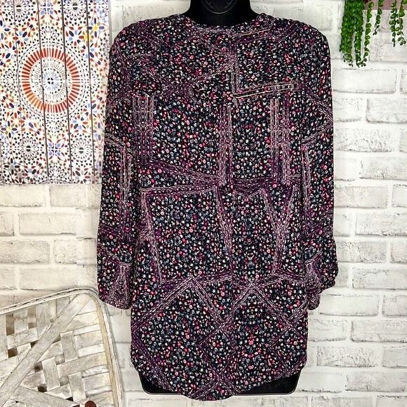 Daniel Rainn Boho Hippie Button Down Blouse Top Shirt Loose Oversized Size Small - Picture 4 of 6